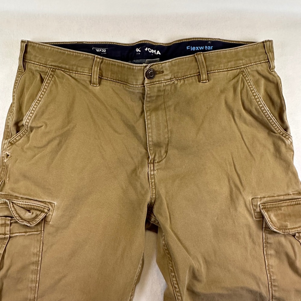 Sonoma Goods For Life Mens 38x31 Flexwear Cargo Pants Khaki Tan Straight Leg - Picture 2 of 12
